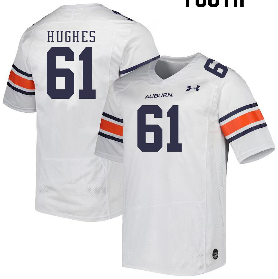 Youth #61 Reed Hughes Auburn Tigers College Football Jerseys Stitched-White
